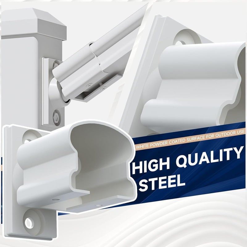 Egadis 4 Pack Aluminum Deck Railing Bracket Connector, Adjustable Railing Bracket, White Outdoor Textured Powder-Coat Finish Rail System for Decks, Porches & Balconies - Image 2